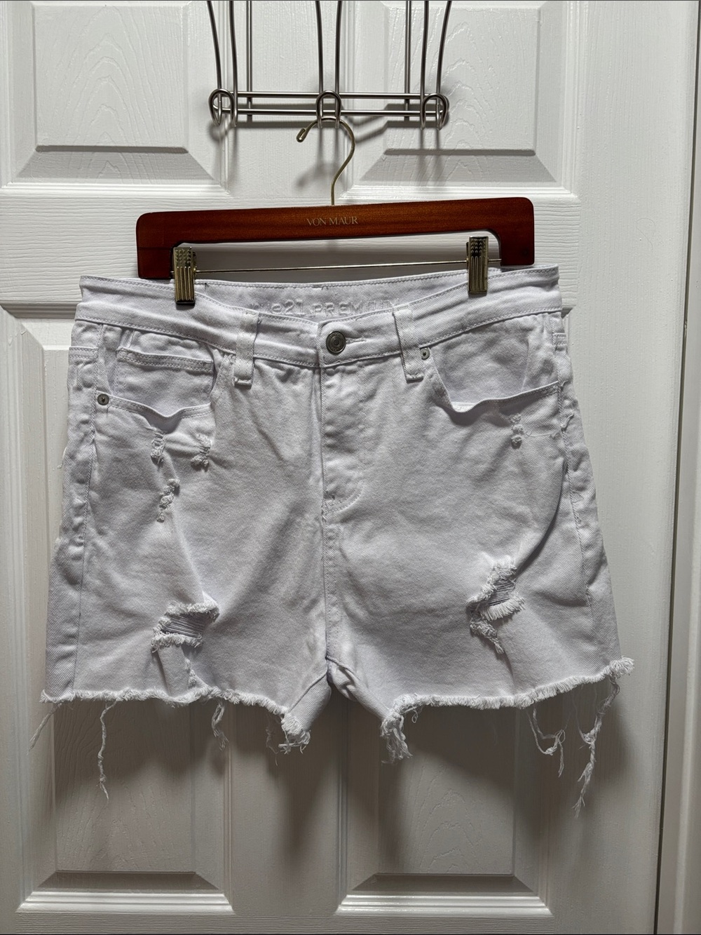 Rue21 White Distressed Denim Cutoff Shorts